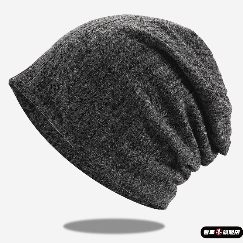 秋冬季毛线帽大头睡觉帽子围著墨