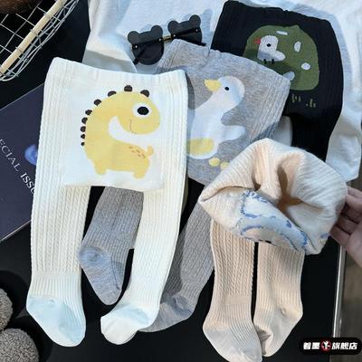 宝宝婴儿薄绒打底裤长裤子外穿冬季女童加绒连裤袜男童大PP裤保暖