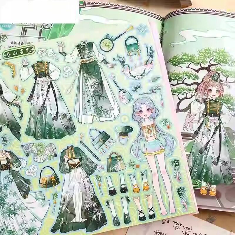 古风少女换装贴纸书女孩儿童3到6岁益智玩具美丽公主换妆秀贴画本图片
