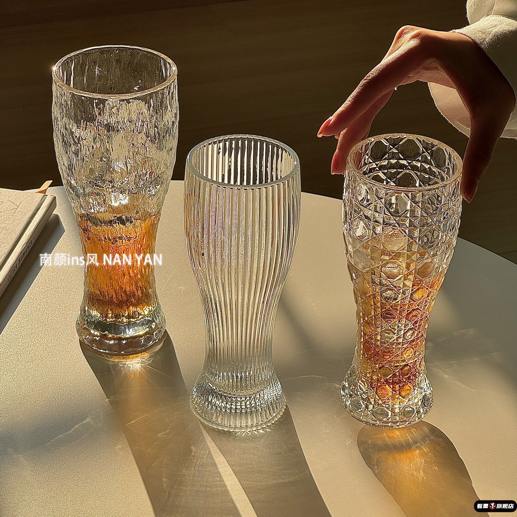 啤酒杯轻奢高档家用创意刻花玻璃高颜值雕花