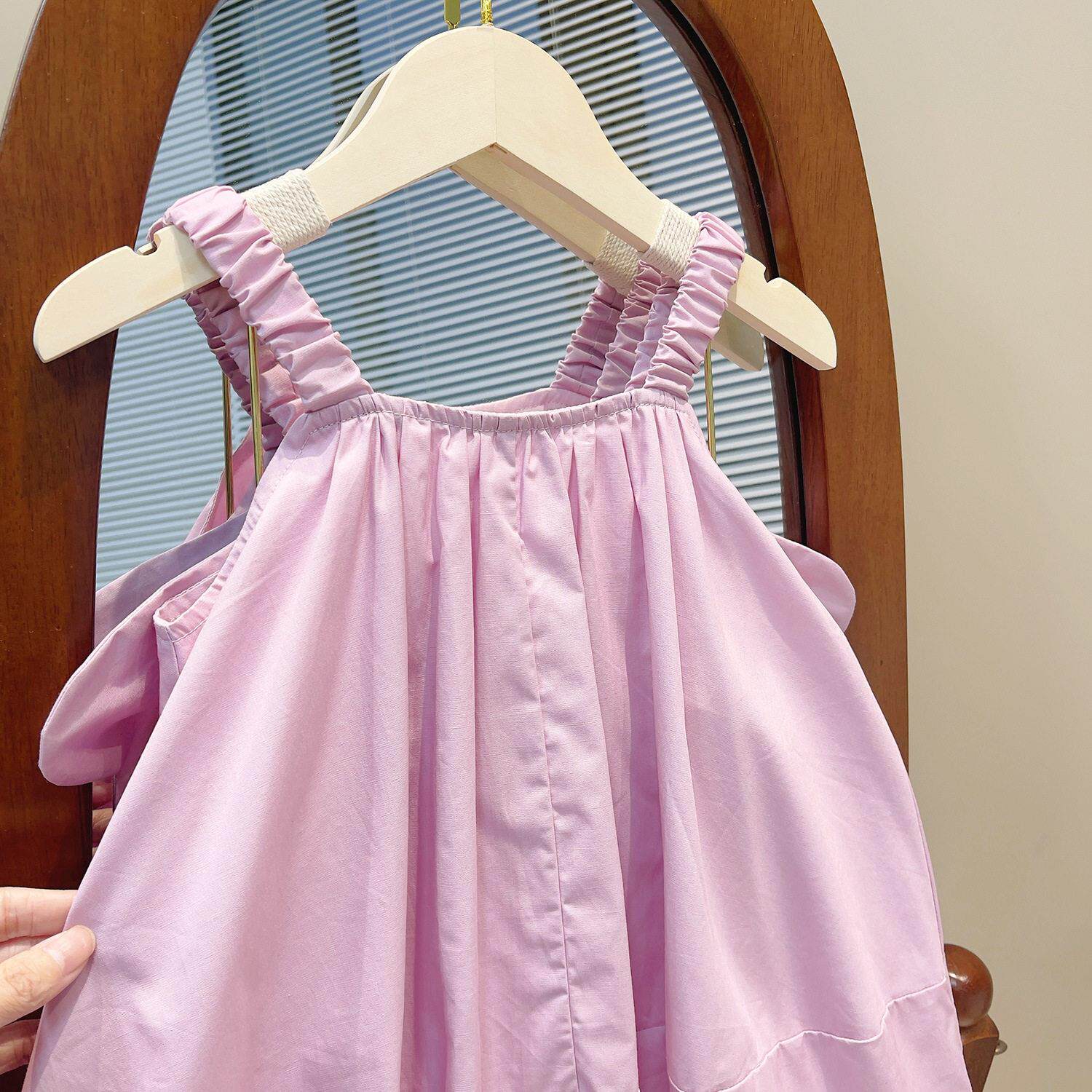 女童宽松吊带花苞连衣裙2026新款儿童宽松蝴蝶翅膀吊带背心裙宝宝