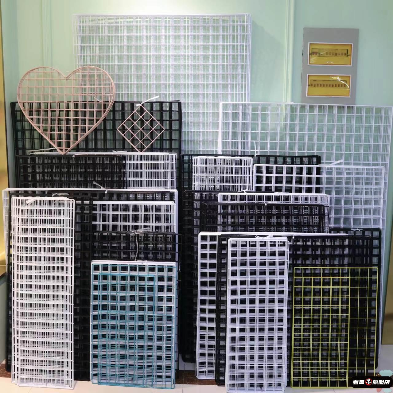 黑色铁网格置物架网片挂货网格架铁丝网挂墙铁艺照片墙装饰货架粗