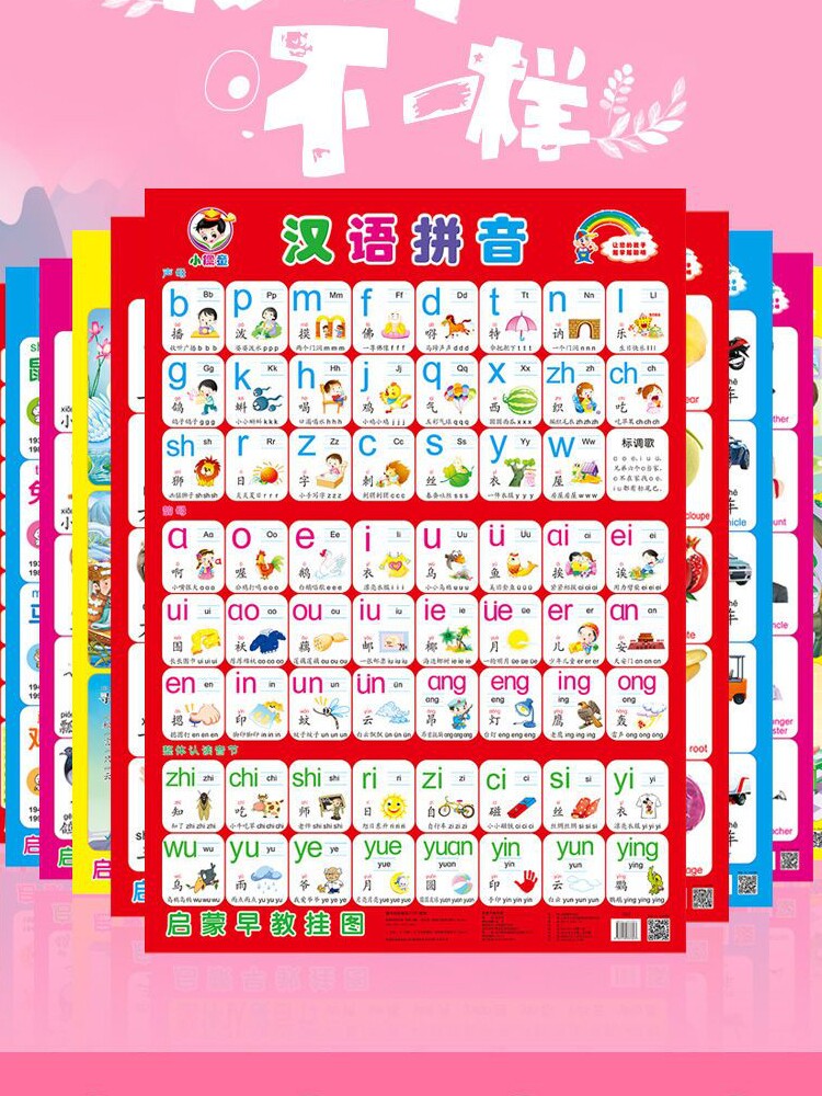 婴儿早教贴纸宝宝看图识物小儿识字挂图幼儿启蒙学前儿童贴墙画无