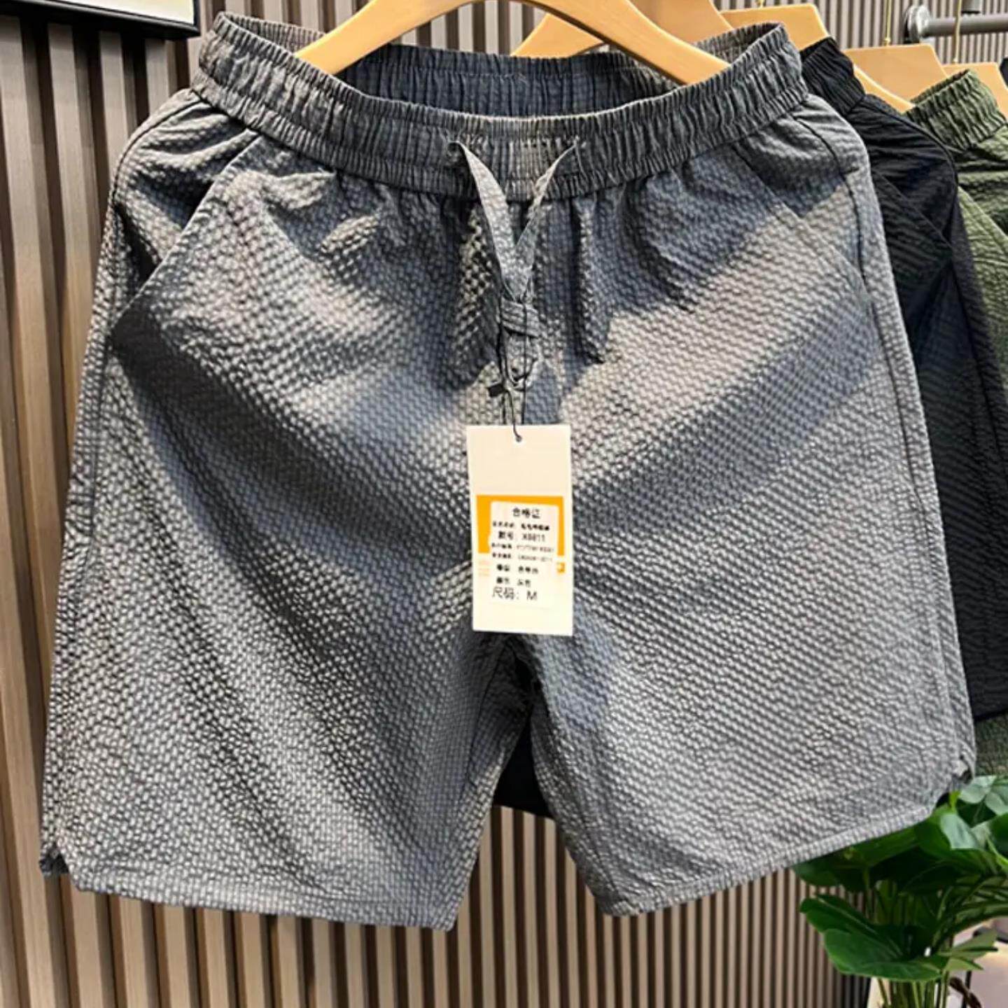 沙滩短裤男速干可下水泡泡纱男夏季薄款便宜休闲中裤子美式五分裤