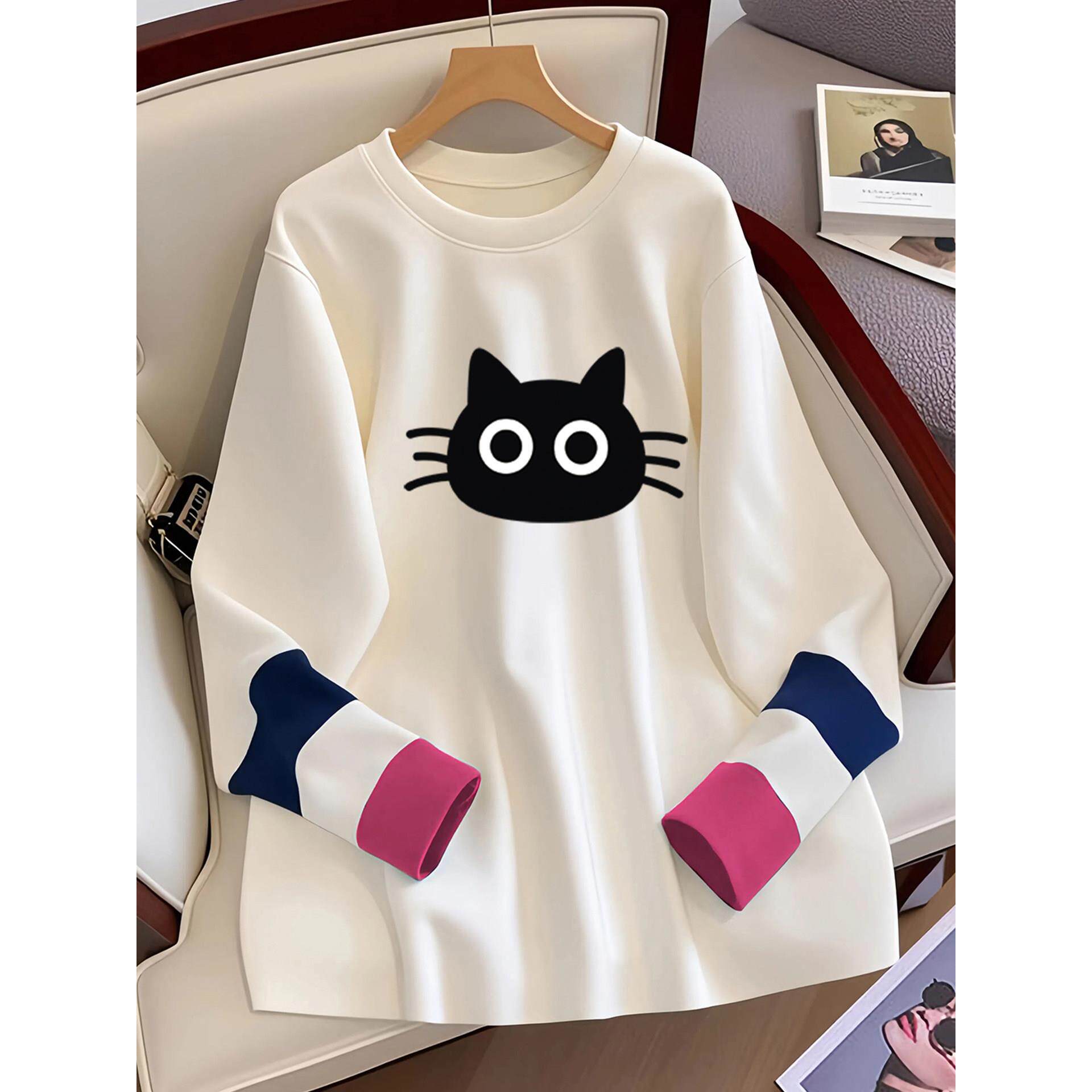 孕妇遮屁股长袖t恤装圆领不连帽女加厚中长款宽松显瘦上衣2026款