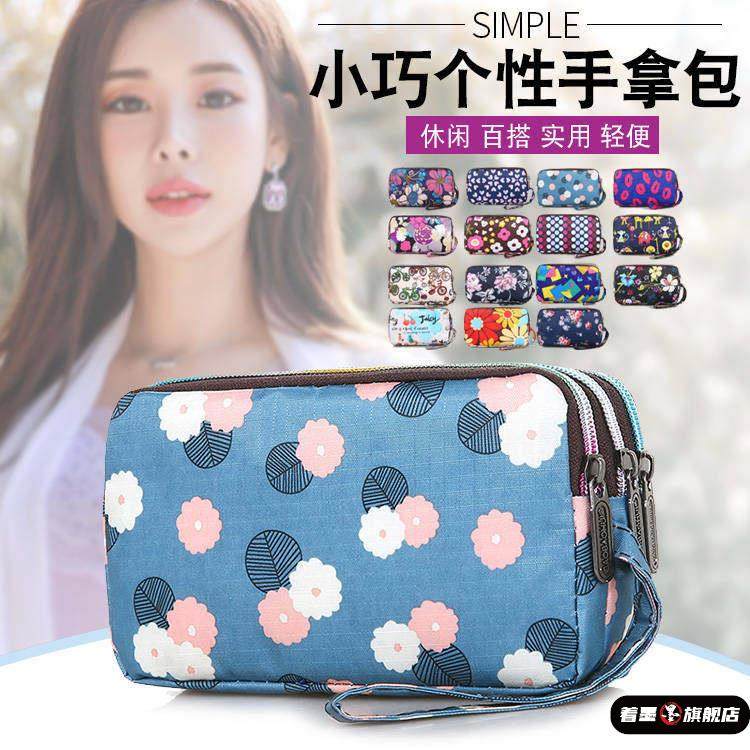 零钱包女长款帆布手拿包简约三层拉链手包女士小包大容量手机包袋