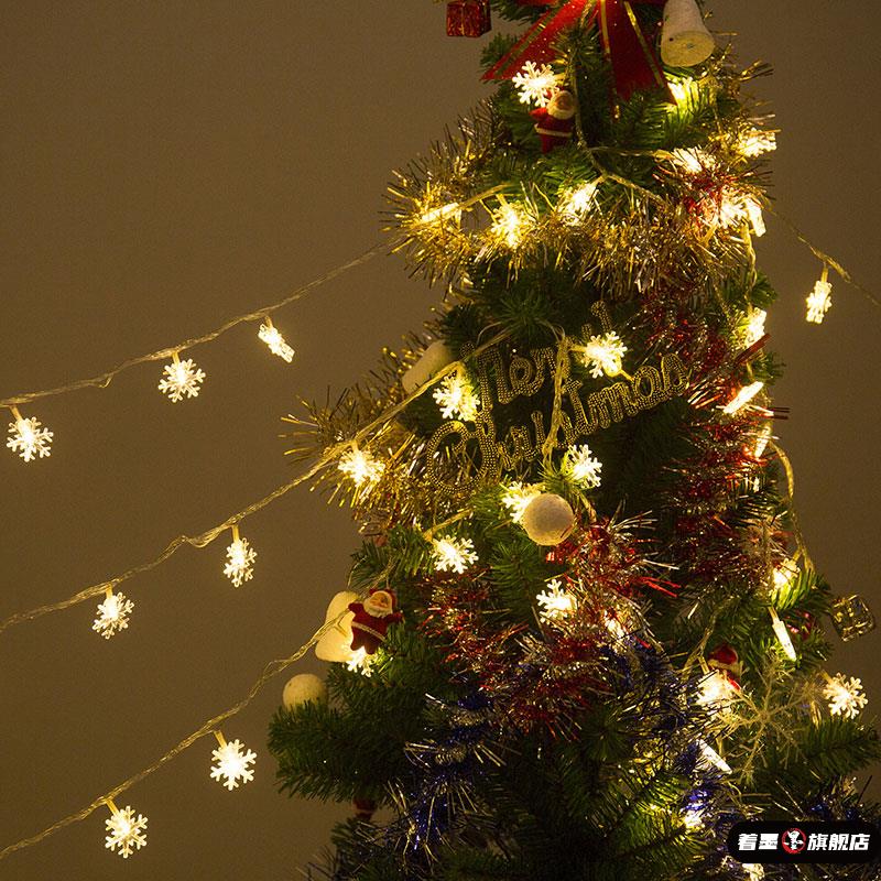 圣诞节彩灯装饰灯串led雪花灯圣诞树闪灯满天星灯饰电池挂饰夜灯