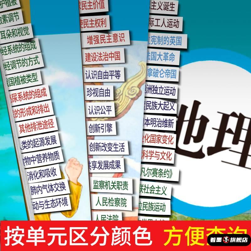 科目目录标签贴纸人教版政治历史生物地理初