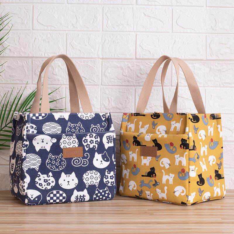 加厚保温妈咪饭盒袋日本进口上班族帆布手提袋铝箔袋大容量便当包