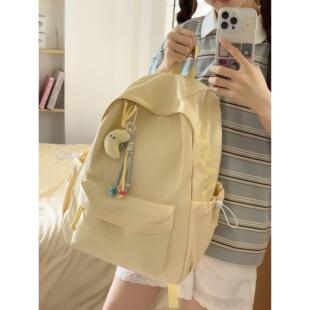 书包ins风小众高中生初中女生简约纯色系大容量韩系双肩包女肩包
