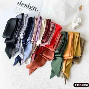 脖子配饰白色丝带长条丝巾女高级感颈饰绑头发绑包配衬衫编发颈带