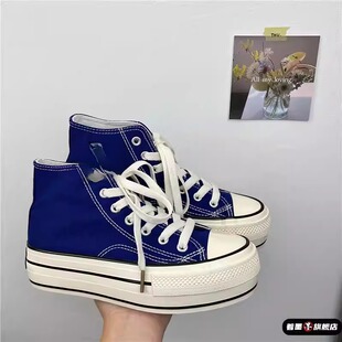春季帆布鞋女款高帮新款厚底百搭高帮港味街拍鞋子板鞋ins休闲鞋
