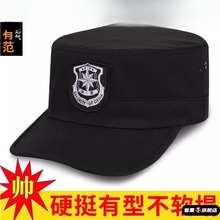 新款保安帽子物业门卫执勤酒店高级专业黑色加厚鸭舌帽工作帽通用
