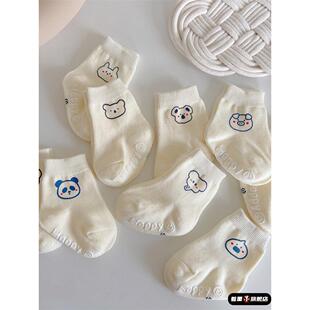 宝宝袜子防滑松口袜0 3岁春秋婴儿地板袜 6个月儿童短袜纯棉秋冬1