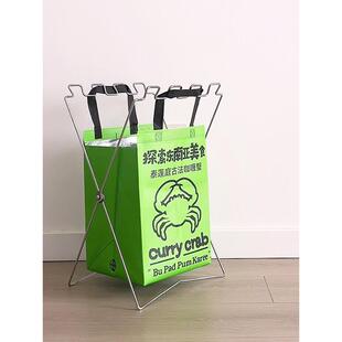 户外便携式 金属垃圾架厨房折叠塑料收纳架户内外野营烧烤垃圾袋