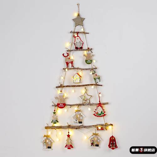 圣诞节挂件装饰圣诞树丝带LED灯串圣诞球彩