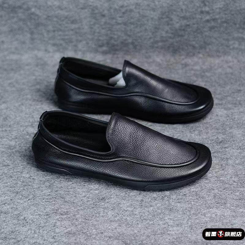 春秋新款真软皮休闲正装皮鞋透气商务男英伦软皮一脚蹬豆豆鞋软底,流行男鞋,正装皮鞋,淘宝优惠券,粉丝福利购,淘宝优惠卷