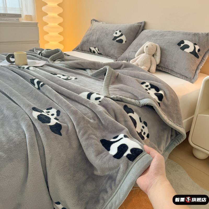冬季加厚珊瑚绒毛毯牛奶绒盖毯加绒厚床单学
