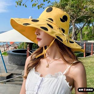 漁夫帽女夏季 百搭大檐遮臉防曬太陽帽子出游海邊沙灘紫外線潮 韓版