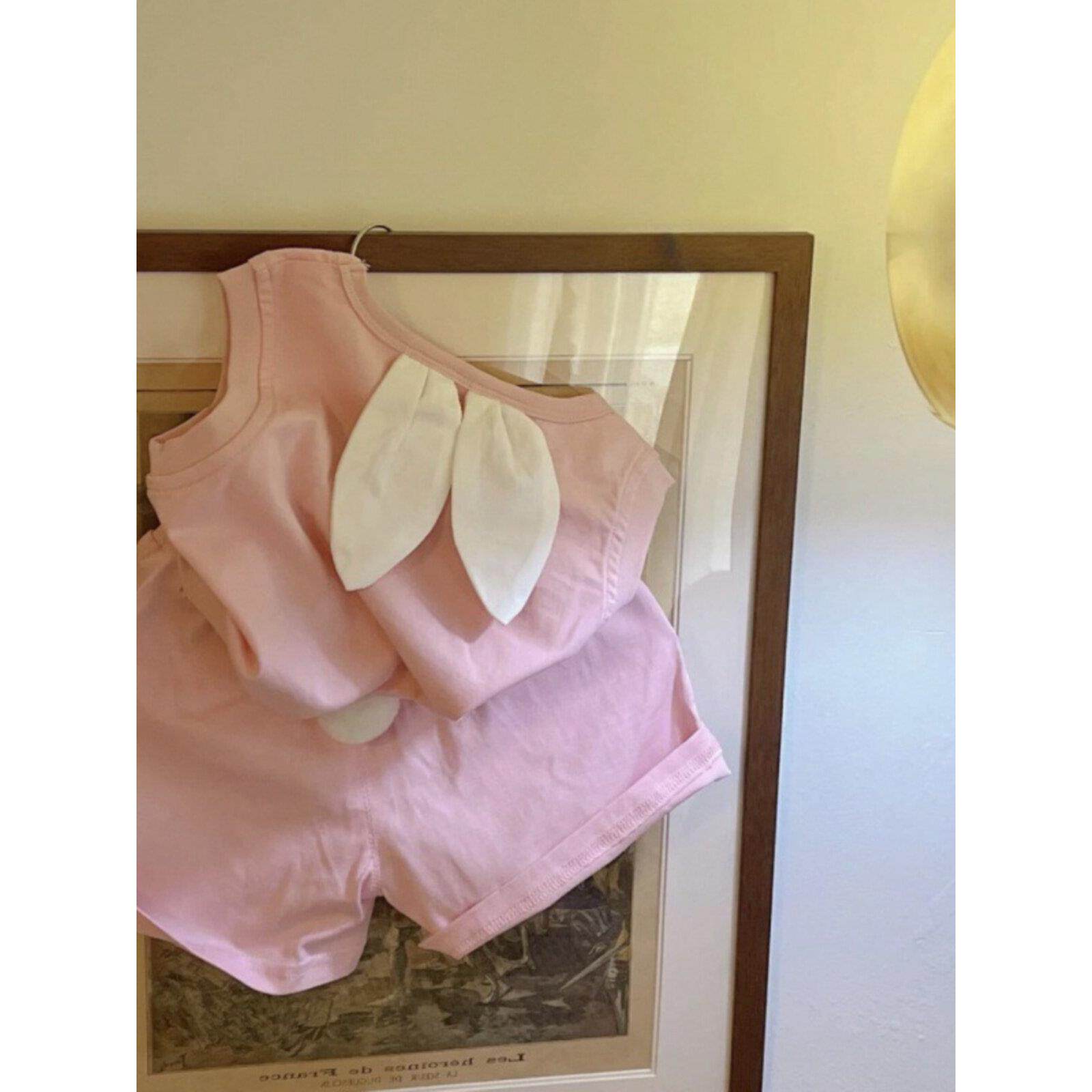 女童卡通兔子背心短裤套装儿童夏季2026夏装新款中小童无袖上衣