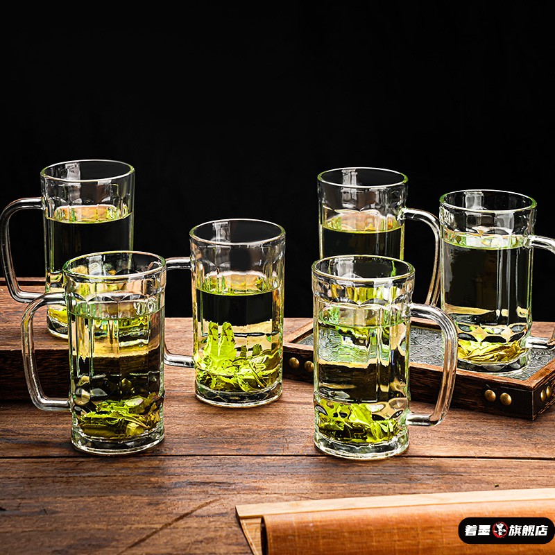 啤酒杯轻奢高档家用整件茶楼专用茶杯玻璃两