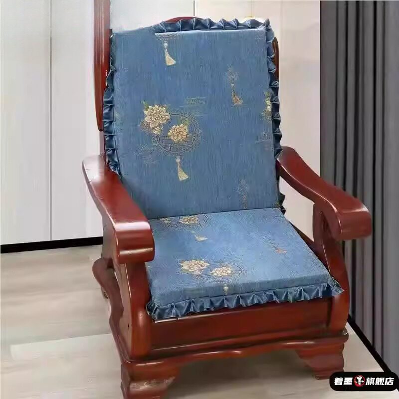 包邮单人座实木沙发垫防滑加厚海绵红木沙发坐垫带靠背连身木椅垫
