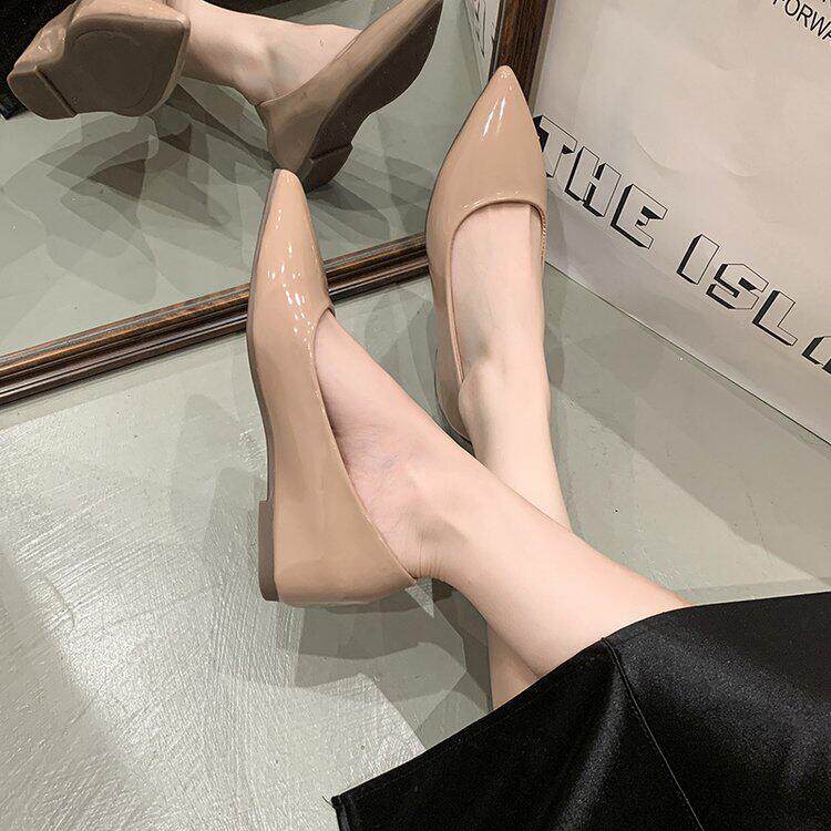 女士浅口增高单鞋裸色女2026新款春季尖头平底鞋内法式温柔风气质