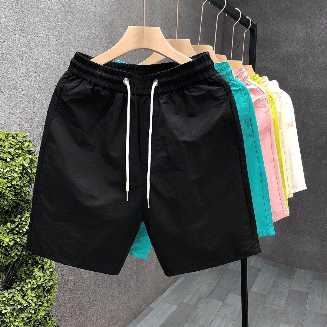 男沙滩运动冰丝速干短裤宽松直筒五分裤休闲中裤百搭半截裤2026夏