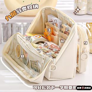 可拆卸痛包笔袋ins风女生2025新款高颜值文具盒学生大容量铅笔盒站立式九层透明初高中生多层多功能收纳袋