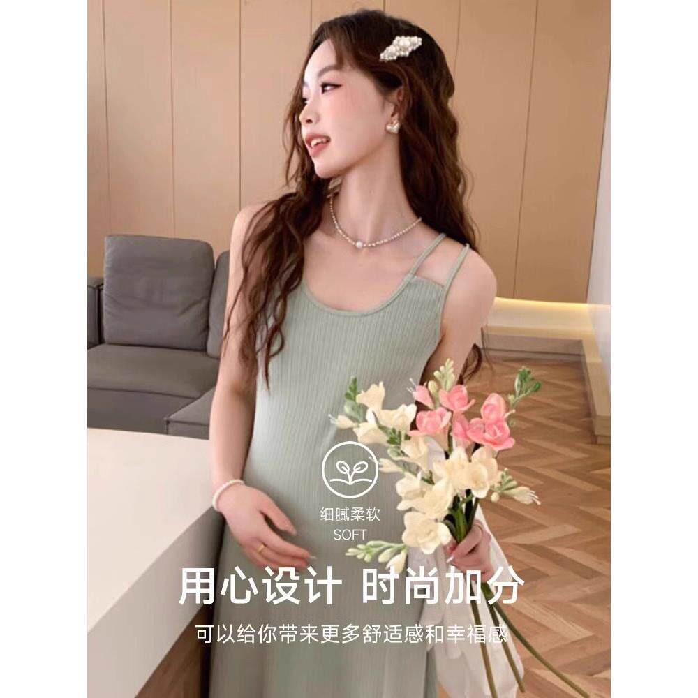 小个子孕妇显高吊带连衣裙夏装上衣孕妇2026新款夏季内搭睡裙大码