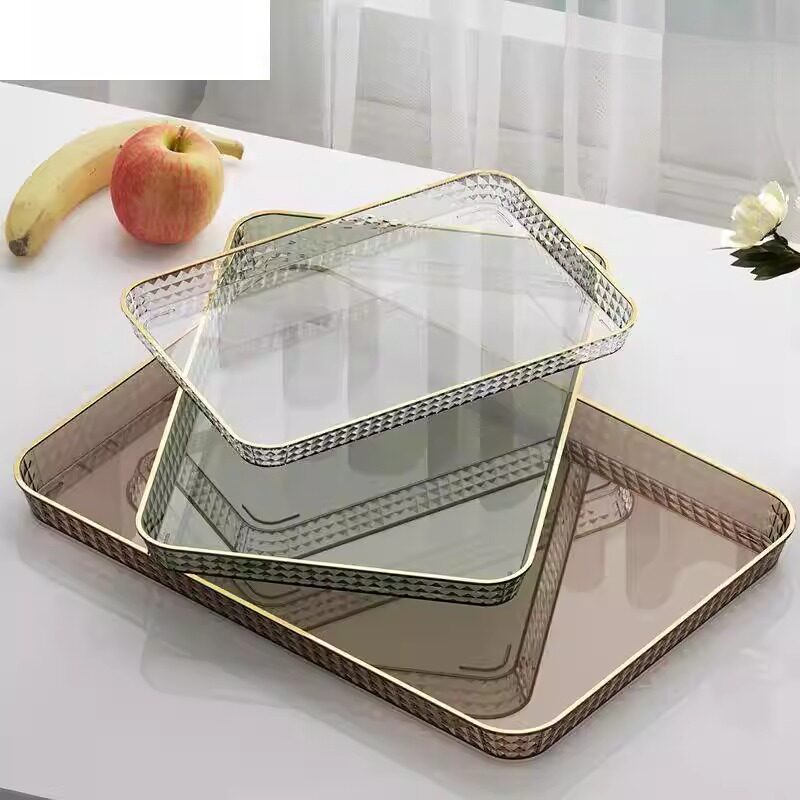亚克力托盘长方形轻奢高档2026新款塑料托盘特大号家用水杯茶盘子
