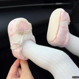 12个月防掉步前鞋 春秋新生儿女宝宝棉布公主鞋 1岁防滑软底3