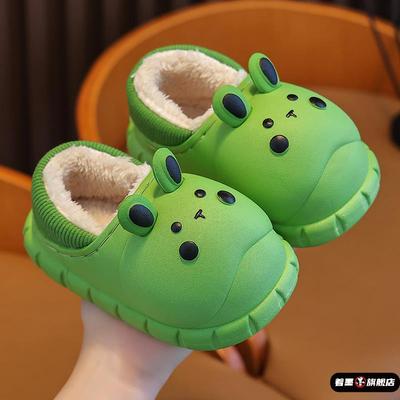 儿童拖鞋男童2025新款冬季家居厚底包跟加绒加厚防水防滑保暖棉鞋
