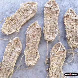 老式手工编织草鞋男凉鞋纯男女系带复古拖鞋红军民族表演全麻凉鞋