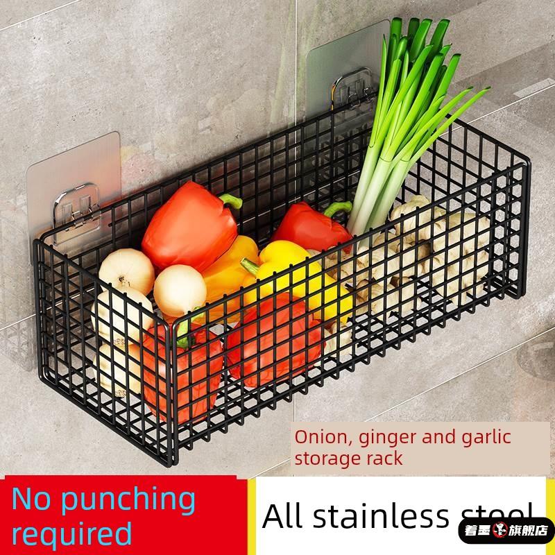 不锈钢厨房置物架葱姜蒜壁挂沥水架子墙上菜