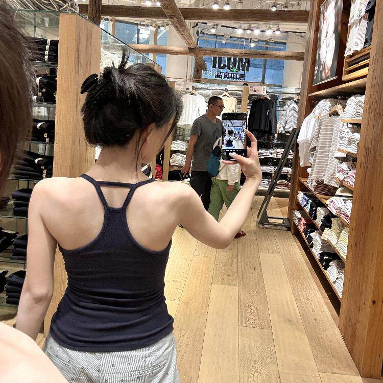 挂脖美背吊带背心遮副乳女夏季打底内搭带胸垫外穿工字无袖运动衣