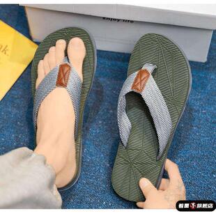 男士防滑人字拖沙滩鞋拖鞋夏季外穿新款凉拖布带夹脚防臭耐磨凉鞋