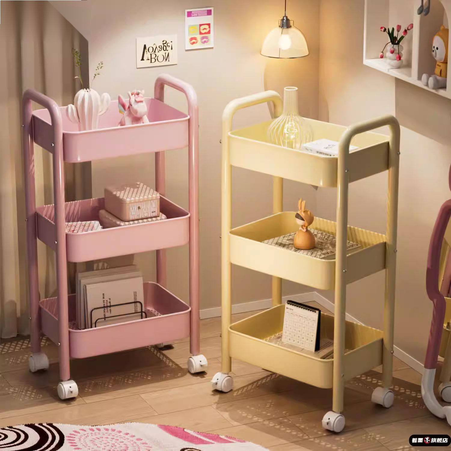 可移动书架落地置物架多层碳钢小推车零食杂物桌面旁阅读收纳书柜,收纳整理,家用收纳手推车,淘宝优惠券,粉丝福利购,淘宝优惠卷