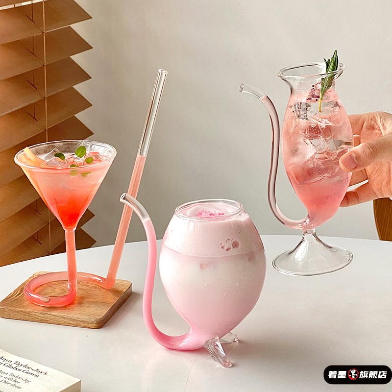 家用高颜值酒杯ins吸血鬼杯北欧创意吸管玻
