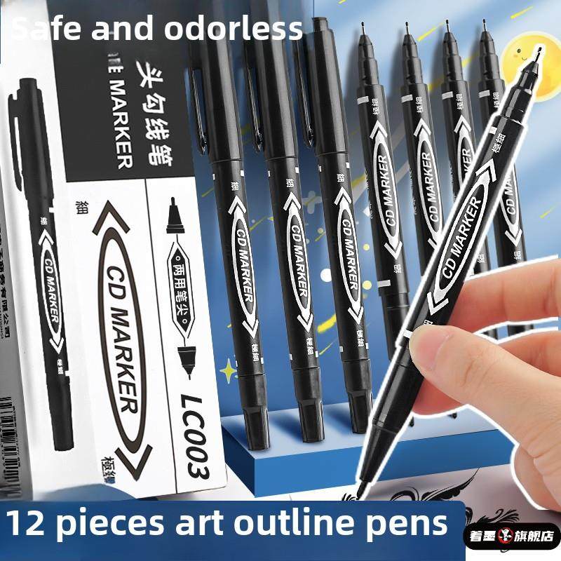 小双头油性记号笔勾线笔美术专用黑色细头不掉色防水防油瓷砖水性马克勾线笔小学生幼儿园儿童签到用粗细两头,文具电教/文化用品/商务用品,记号笔,淘宝优惠券,粉丝福利购,淘宝优惠卷