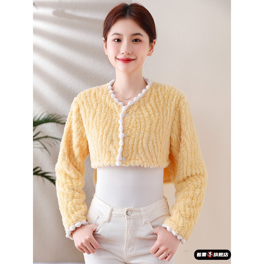 月子防寒护肩保暖披肩法兰绒衣女士喂奶神器