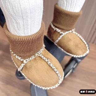 不掉鞋 加绒加厚宝宝防掉保暖棉鞋 袜 12个月冬季 新生婴儿毛毛鞋