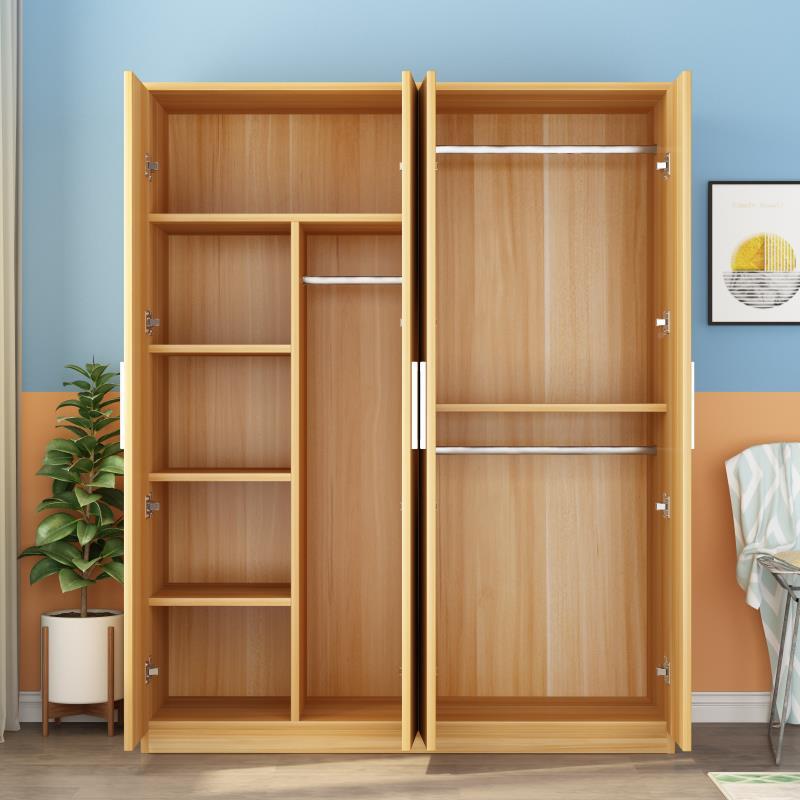 衣柜+板木结合简易衣柜现代简约经济型实木板式卧室出租房用小户