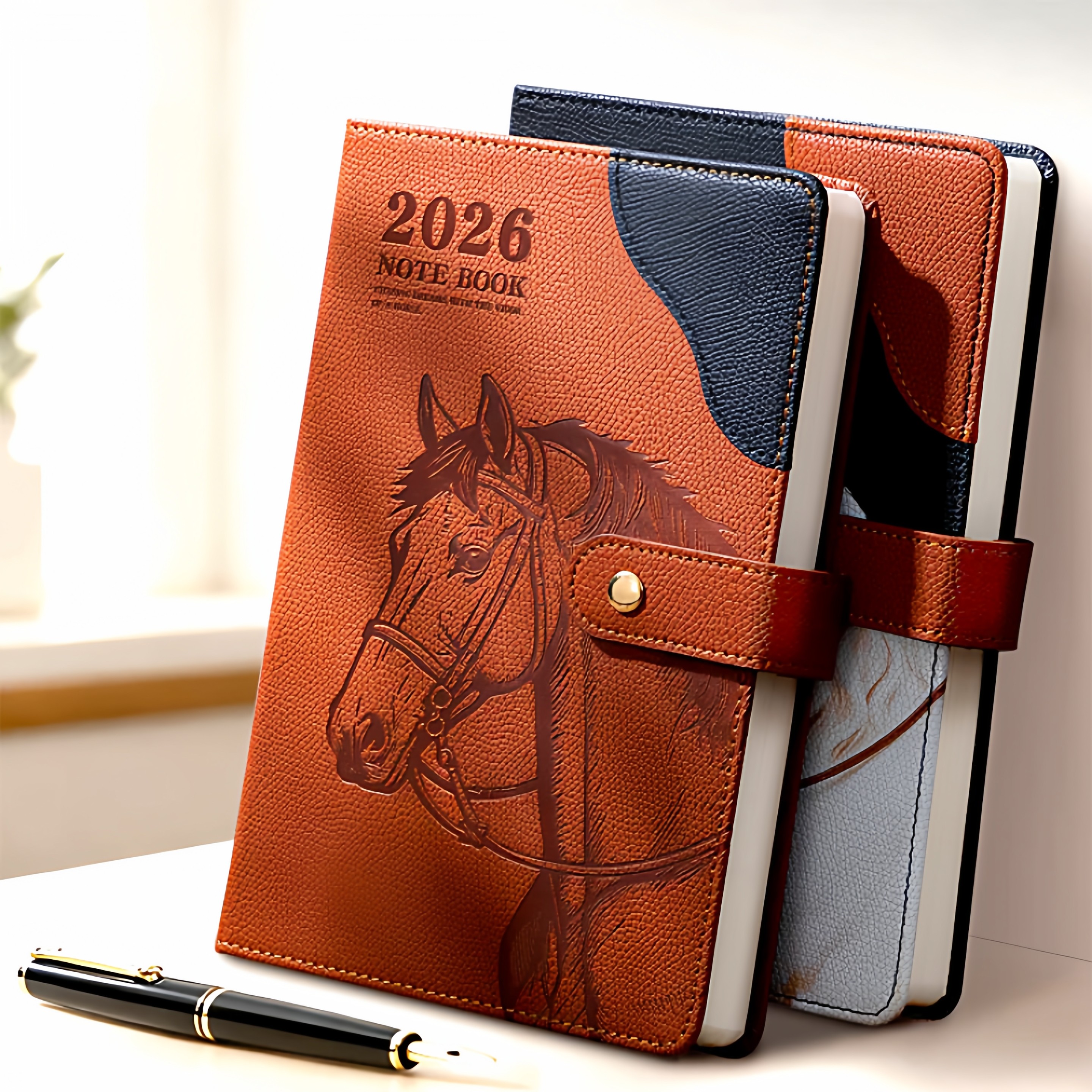 A5笔记本本子2026马年新款商务记事本企业定制可印logo成人工作办公用会议记录本精美礼盒高档皮面搭扣日记本