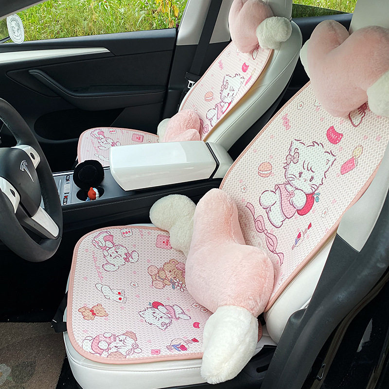 新款卡通汽车坐垫夏季单垫防滑透气凉垫三件套半包一体网红座垫套