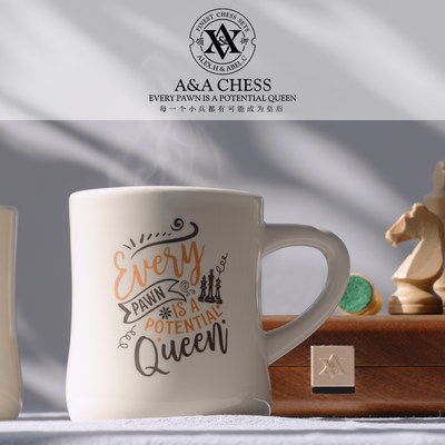 A&A CHESS/领御 国际象棋文创周边领御经典奶油风马克杯小蛮腰