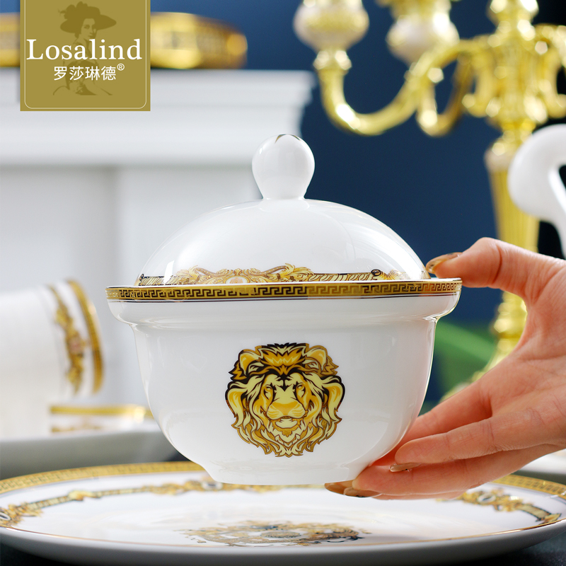 骨瓷炖盅带盖汤盅会所酒店欧式隔水大炖盅燕窝碗汤煲陶瓷蒸盅