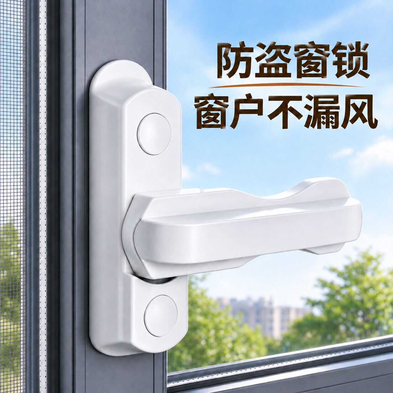 塑钢平开门窗T型锁免打孔窗户锁扣配件限位器安全锁防护锁防盗锁