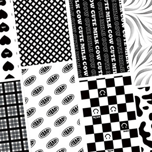 黑白牛奶痛包背景纸diy材料素材纸手机壳封面背卡纸装饰手帐¥