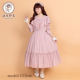 TS351X15S 甜美蕾丝木耳花边拼接鸡心领连衣裙 axes femmekawaii